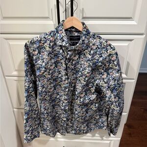 Charles Tyrwhitt Blue Floral Casual Button Down Shirt